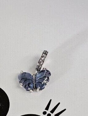 PANDORA Blue Butterfly Crystal Pendant Necklace Charm